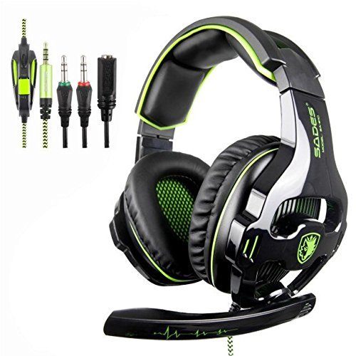 SADES SA810 New Updated Gaming Headset Xbox One Headset Over Ear Stereo Gaming Headphones with Noise Isolation Microphone for New Xbox One PC PS4 Laptop Phone