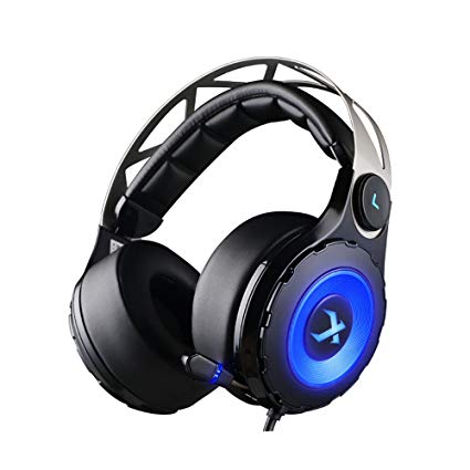 XIBERIA Surround Sound Gaming Headset Noise Isolation Wired Over Ear Stereo Headphones with Retractable Microphone and 3.5mm 4pole Interface for PC / Laptop / Xbox One / PS4 - Black