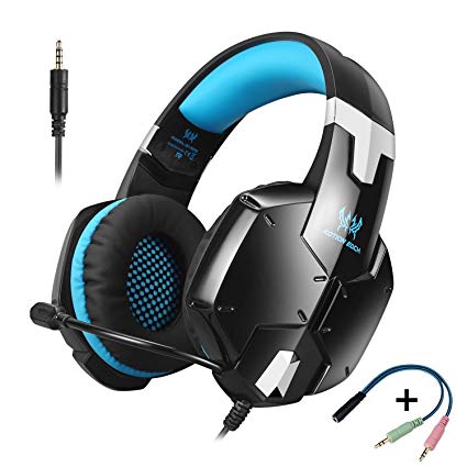 Meiertop Gaming Headset for PS4 New Xbox One Professional 3.5mm PC Game Bass Headphones Stereo Noise Isolation Over-ear Headset with Mic Microphone for PS4 Laptop Computer and Smart Phone（Blue)
