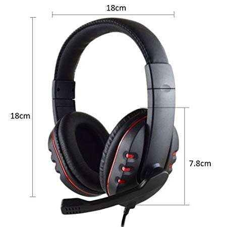 Gaming Headset With Noise Cancelling Microphone, Stereo Surround Sound headphone for Xbox One, PS4, Nintendo Switch, PC Controller, Lightweight Comfortable Ergonomic Design, Silicone Earb