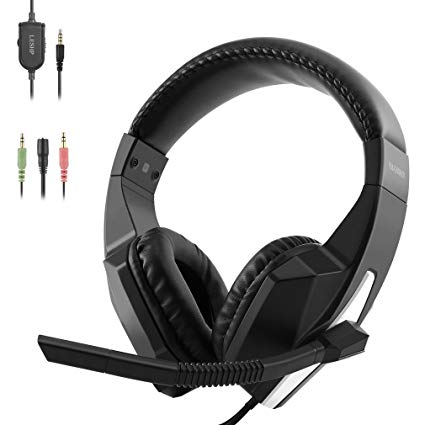 LESHP Stereo Gaming Headset for Xbox One PS4 Over Ear Headphones with Mic Volume Control for Laptop PC Mac Games