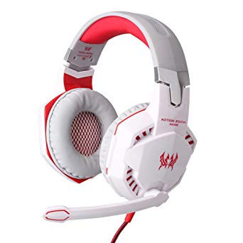 KOTION EACH G2000 Over-ear Game Gaming Headphone Headset Earphone Headband with Mic Stereo Bass LED Light for PC Game (White)