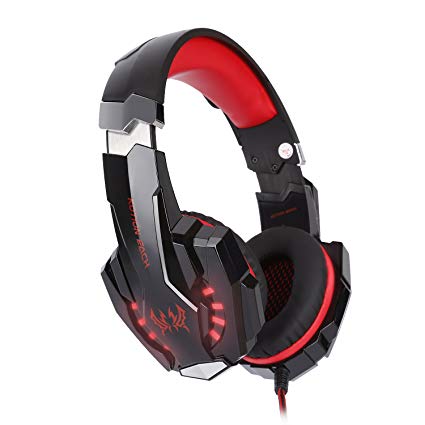 LESHP Gaming Headset, G9000 Surround Stereo Sound Gaming Over-ear Headphone with Microphone Noise Isolating LED Light for PlayStation 4 Tablet PC Mobilephone -Red