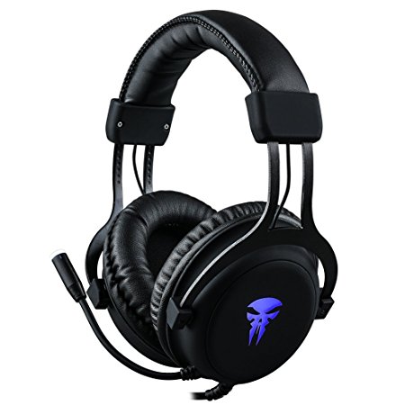 Gaming Headset with Mic,Noise Cancellation Surround Sound Over Ear Headphones with Led Light,Wired 3.5MM Jack Gaming Headphones for Xbox One,PS4,PC,Laptops,Mac,Ipad,iPhone 5,6,7 (Black)