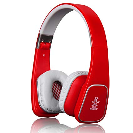 Jolly Roger M1 Over-Ear Headphone HD Stereo Headset In-line Mic Volume Control 3.5mm Folding Gaming Earphones for PS4 iOS Android Smart Phone Tablet PC Red