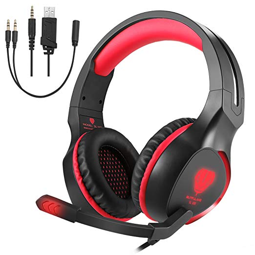 WELOVE SL-100 3.5mm Game Gaming Headphone Headset Earphone Headband with Microphone LED Light for Laptop Tablet Mobile PhonesMobile phones or PS4 XBOX ONE