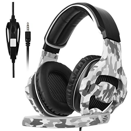 SADES SA810 New Updated Xbox One Headset Over Ear Stereo Gaming Headset Bass Gaming Headphones with Noise Isolation Microphone for New Xbox One PC PS4 Laptop Phone(Camouflage)