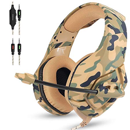 Universal Headset,Professional Stereo Gaming Headset with Mic and Volume Control Noise Isolation for PS4 PC MAC Laptop Xbox One & Smart Phones (Camouflage)