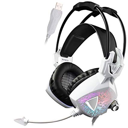 Sades SA913 Wired Over Ear Vibration USB Gaming Headset - White