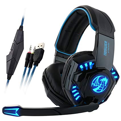 Noswer I8 3.5mm Wired Stereo Gaming Headset LED Light Headphones with Mic for PS4 PC Laptop Phones