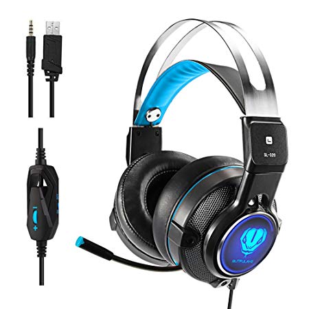 Active Noise Canceling Headphones, Makibes Over Ear Gaming Headset with LED Light Microphone for PC, PS4, Xbox One, Nintendo Switch