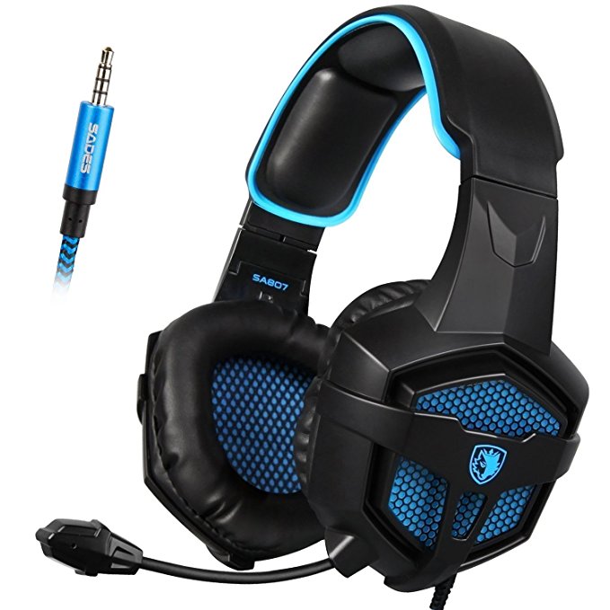 SADES SA807 Gaming headset Multi-Platform PlayStation 4 New XboxOne Stereo Headset Over-Ear Gaming Headphones with Microphone for PC PS4 iPad Mobile Tablet Mac (BlackBlue)