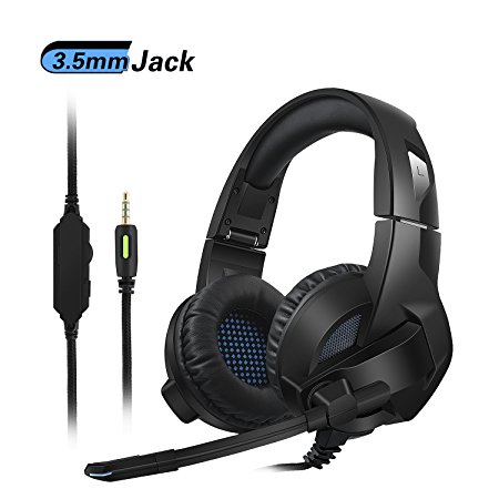 Rimila Stereo Gaming Headset for PS4, PC, Xbox One Controller, Noise Cancelling Over Ear Headphones with Mic, Bass Surround, Soft Memory Earmuffs for Laptop Mac Switch Games
