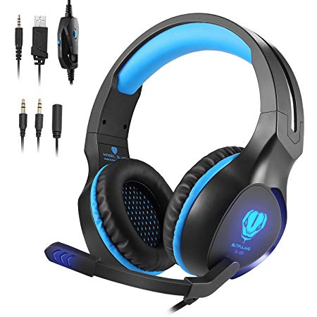 Gaming Headset for PS4 Xbox One Headsets Stereo Over-Ear Gaming Headphones Surround Sound Noise Reduction Game Headphones 3.5mm with Mic for PC iPhone SmartPhone Laptop iPad iPod Xbox 360