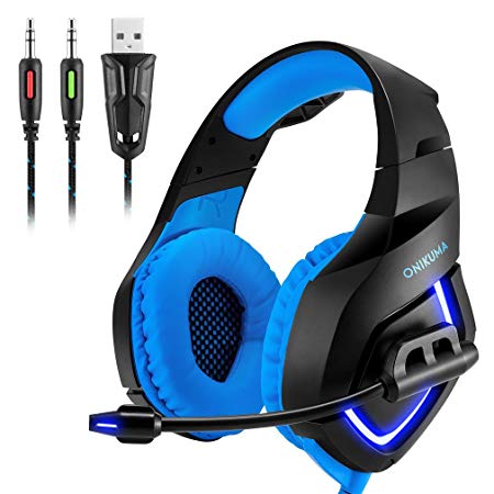 PS4 Gaming Headset, Xbox PS4 Gaming Headphone with Omnidirectional Microphone, Volume Control, LED Light for PS4 PC Xbox Laptop Mac Playstation4, Dark Blue