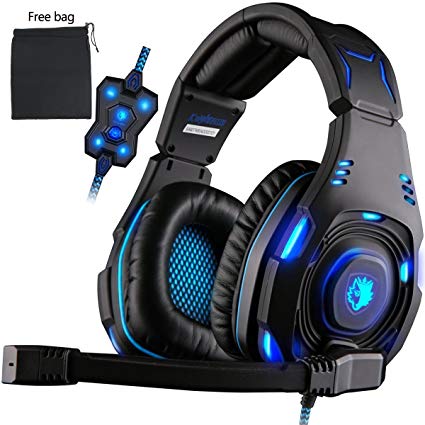 [Upgrade Version of SA-907] Sades Knight Plus 7.1 Surround Sound Wired Gaming Headset with Foldable Noise Cancelling Earmuff