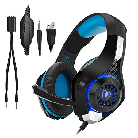 Gaming Headset for PS4|Tezewa Xbox One Gaming Headset|PC Gaming Headset|Stereo PS4 Headphones with Mic|LED Gaming Headphones With Microphone for Xbox One PSP Netendo DS PC Tablet