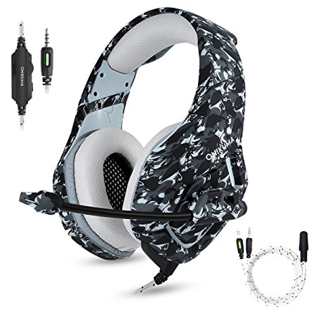 Gaming Headset with Microphone for PS4 PC Xbox One,Stereo Over Ear Gamer Headphones with Mic Noise Cancelling for Laptop,Mac,Smart Phones,Nintendo Switch,Playstation 4 -Camo