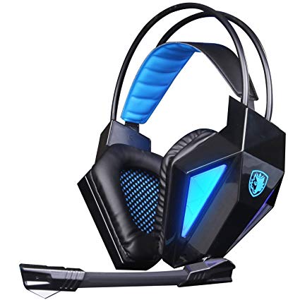 SADES SA710 7.1 Surround Sound USB Over Ear Stereo Gaming Headset Headphones with Microphone LED Light for PS4 PC Mac(Black)
