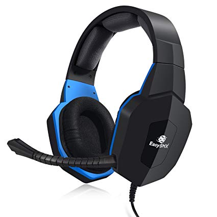 EasySMX 939P Wired Gaming Headset for PS4 New Xbox One Compatible with PC Mobile Tablet Closed-back Earcups Detachable Microphone In-line Volume Control (Black and Blue)