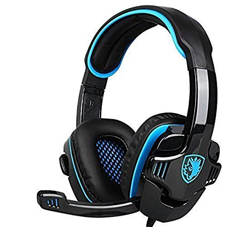 SADES Stereo Gaming Headset, SA708 GT Version Over Ear Computer Headphone with Mic For Laptop PC/Mac/PS4/iPad/iPod/Phones(Black Blue)