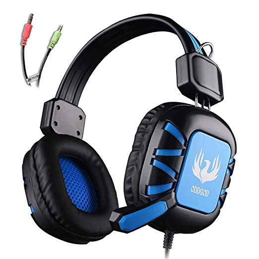 Gaming Headset AFUNTA 3.5mm Stero Over Ear Wired GT G1 Gaming Headphone with Microphone Volume Control Noise Reduction for PC Laptop Apple iphone 6 6s plus Samsung Smartphones Tablet-Black/Blue