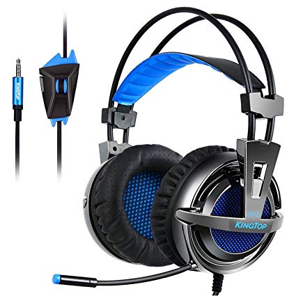 Kingtop PS4 Gaming Headset Over Ear Stereo Bass Gaming Headphone with Noise Isolation Microphone for PS4 Xbox One S PC Mobile Phones