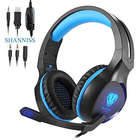 Xbox One Headsets,PlayStation 4 Nintendo Switch Headphones Pro 3.5mm Over-ear Noise Cancelling Hifi Bass Stereo Gaming Headset for PS4 Phone PC Xbox 360